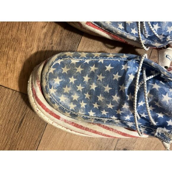 Hey Dude Stars N Stripes Wally Shoes Flaws -Men’s 8 Woman’s 10 - Picture 4 of 15